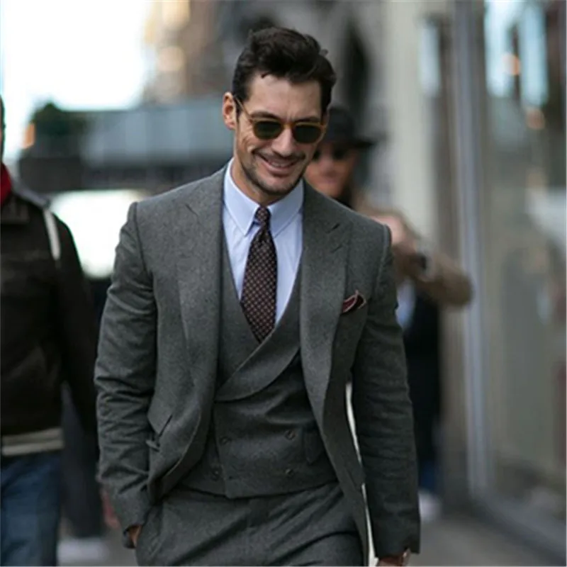 Smoking Grey Tweed Blazer Trousers Men 