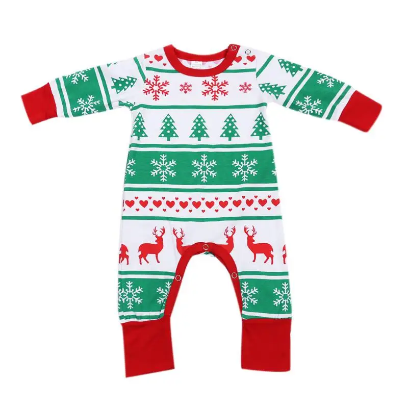 

Newborn Baby Snowflake Reindeer Printed One Piece Romper Clothes Christmas Tree Printed Long Sleeve Jumpsuit Infant Rompers 0-2Y