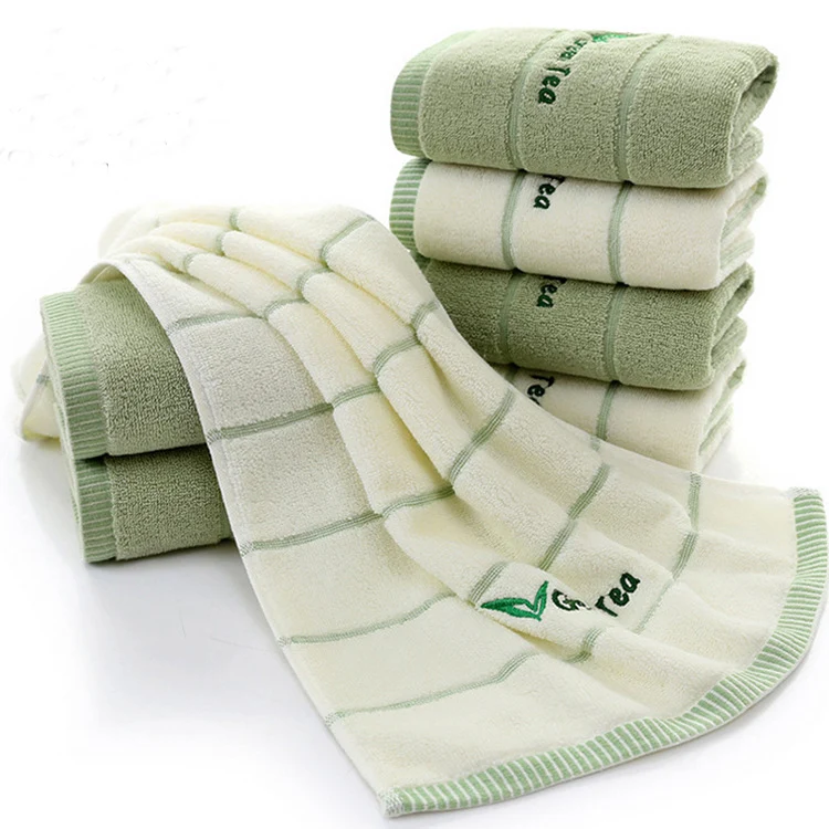 Мягкое полотенце для лица из чистого хлопка с вышивкой, полотенце для рук для взрослых, высокоабсорбирующее, для дома, в отеле, для использования с цветами лаванды, зеленого чая, 34*75 см, 1 шт