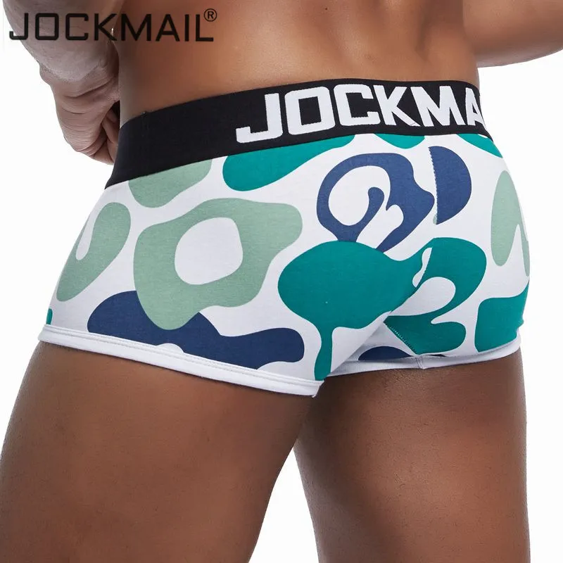 JOCKMAIL сексуальные мужские трусы боксеры cueca мужские хлопковые трусы мужские боксеры камуфляжные Мягкие Трусы Шорты Мужские трусы с принтом