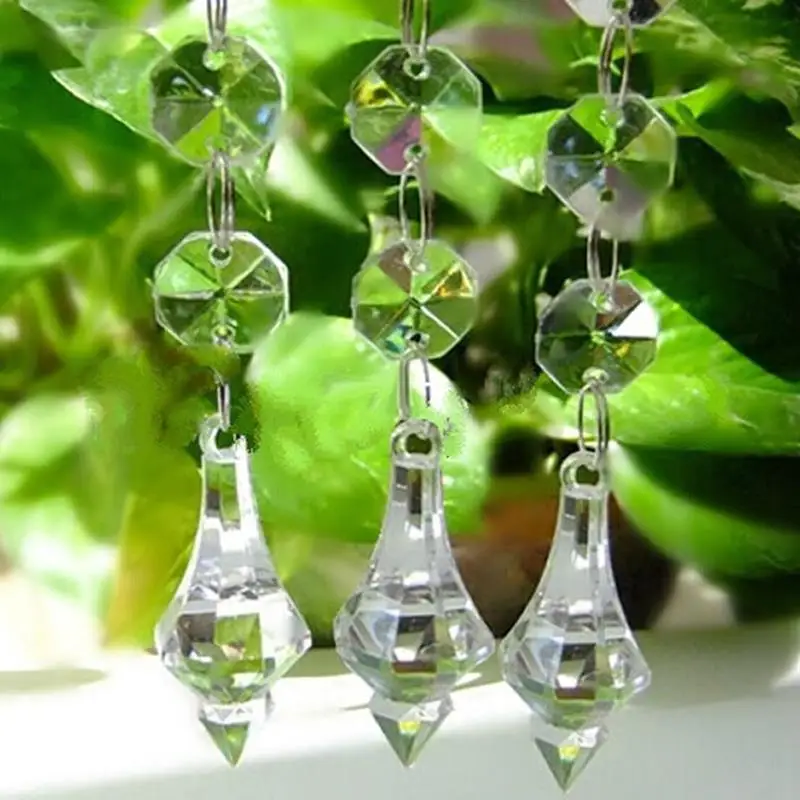

100strands/lot 50cm Acrylic Crystal Garland 14mm Octagon Beads Chains Centerpiece Pendant Hanging Strand Wedding Party wa151