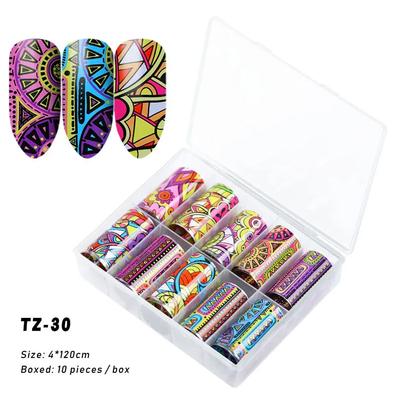 Не липкие Звездные наклейки для дизайна ногтей красивое украшение ногтей 30 стилей цветной цветок леопард Pattem дизайн ногтей Фольга художественные наклейки - Цвет: LTZ30
