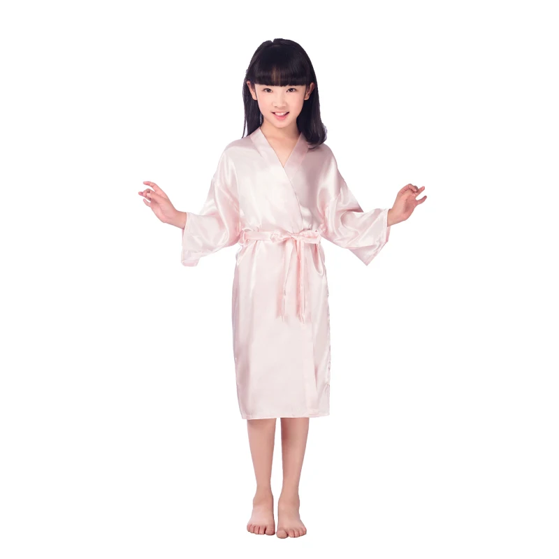 Sleepwear & Robes comfortable Wholesale Link Flower Girl Rhinestones Children Girl Satin Silk Kimono Robe Bathrobe Kids Sleepwear for Wedding Spa Party B2 pajama sets button up	