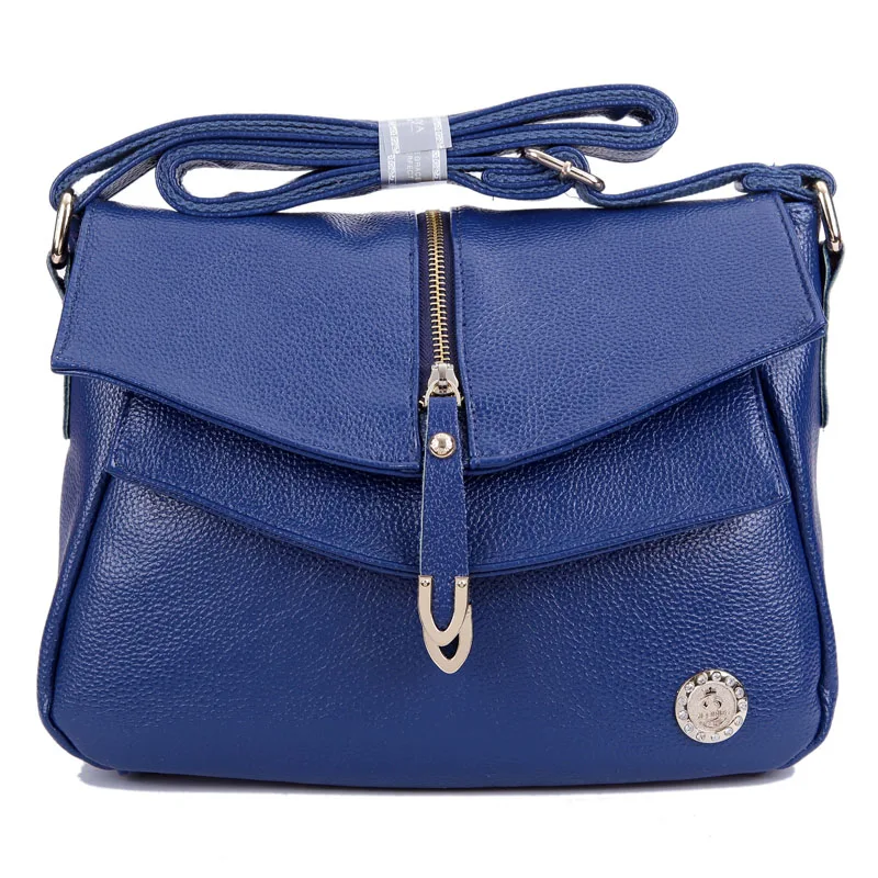 Высококачественные Женские сумки из натуральной кожи, модная женская сумка-мессенджер из воловьей кожи, женские сумки через плечо с кисточками, сумки через плечо - Цвет: Синий