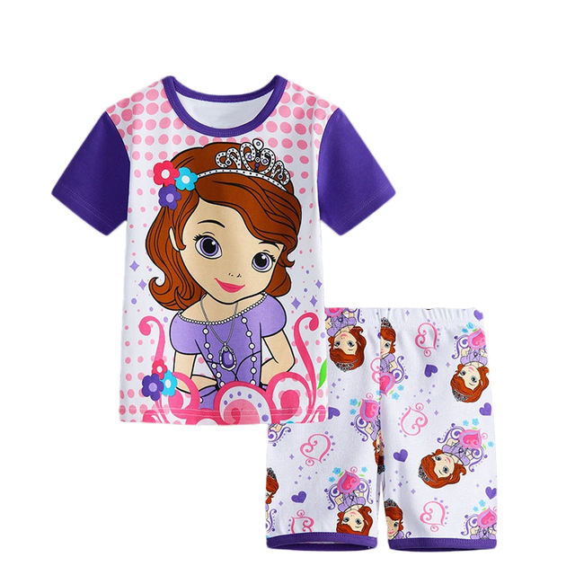 Kids Boys Girls Clothes Baby Pajamas Summer Short Sleeved Set Cartoon Spiderman Minnie Lackey Children’s Sleepwear