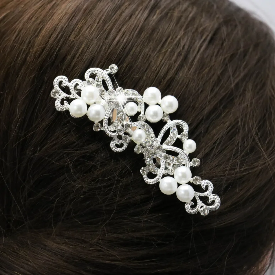 

Charming Bride Hairdress Floral Hair Comb Leaves Hairpin Romantic Hair Clip Pearl Jewelry Women Crystal Fashion Hair Accessories