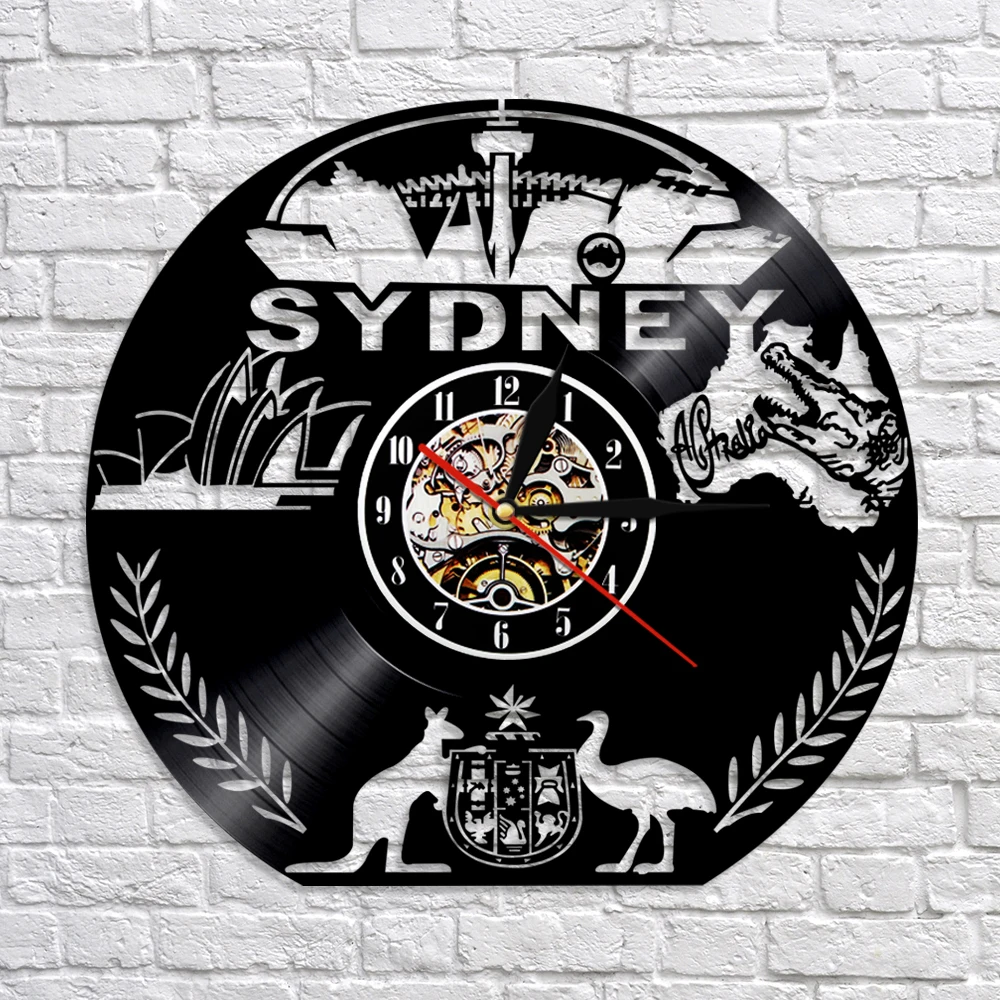 1Piece Australian Sydney Skyline Vinyl Record Wall Clock Modern Design