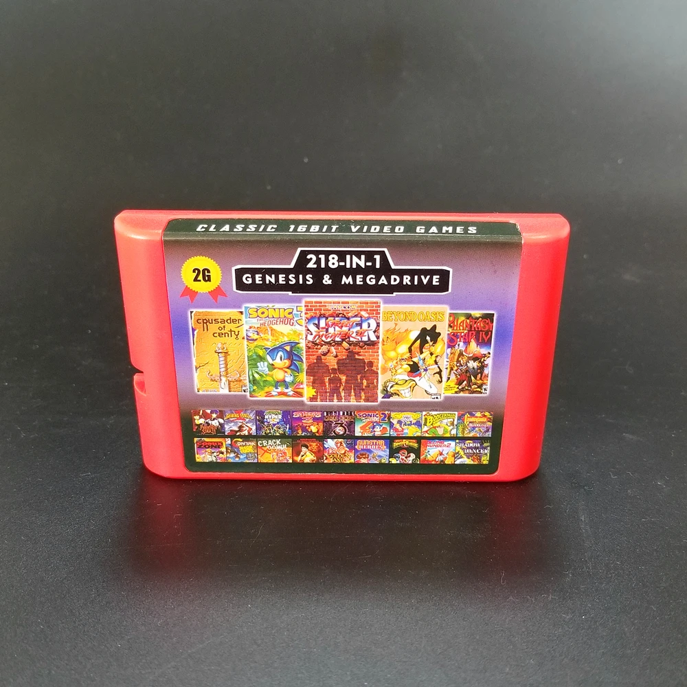 

2G Game Card 218 in 1 Battery Save For Sega Genesis Megadrive Video Game Console with Phantasy Star II IV Crusader Of Centy Ooze