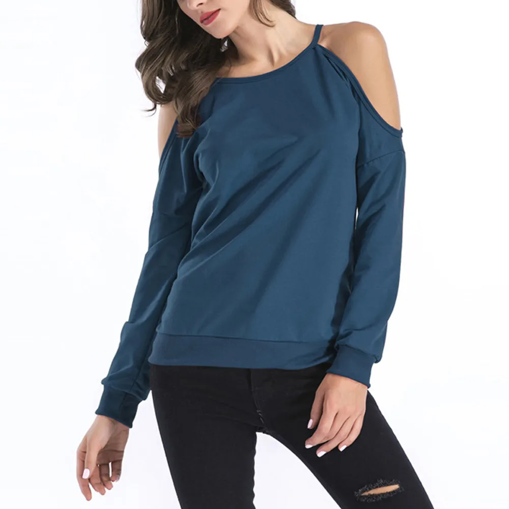 Aliexpress.com : Buy Women's Solid Color Blouses Casual Long Sleeve Off Shoulder Tops Loose Thin 