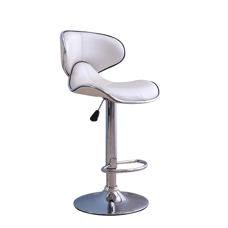 Modern Simple PU Seat Bar Chair Creative Ergonomic Lifted Bar Chair Coffee Rotated Dining High Stool with Footrest and Backrest