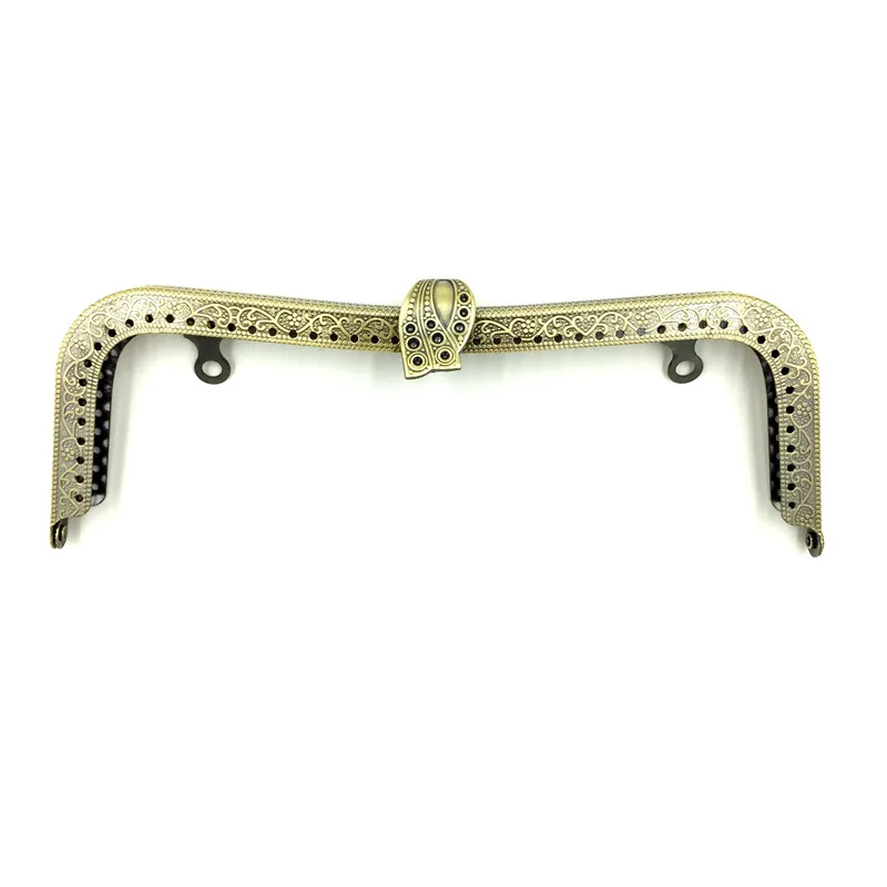 

10Pcs Bronze Tone Purse Bag Metal Rectangle Frame Kiss Clasps Fermoir Lock No Rhinestone Handbag Handle 20x7.5cm