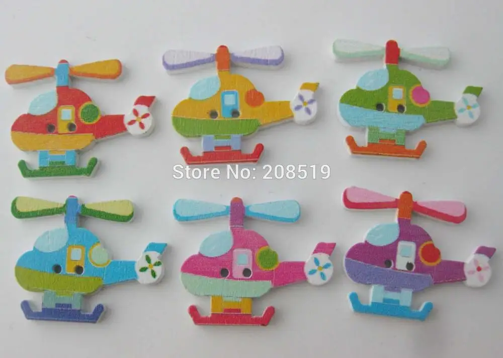 WBNOGK Helicopter children buttons handmade Toy decoration wood button 150pcs mix colors | Дом и сад
