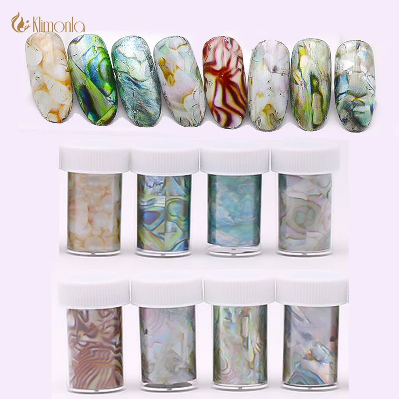 

8Pcs/lot Colorful Shell Nail Foils Starry Sky Nail Art Transfer Stickers Holographic Nail Warp Decorations Manicure Beauty Tools