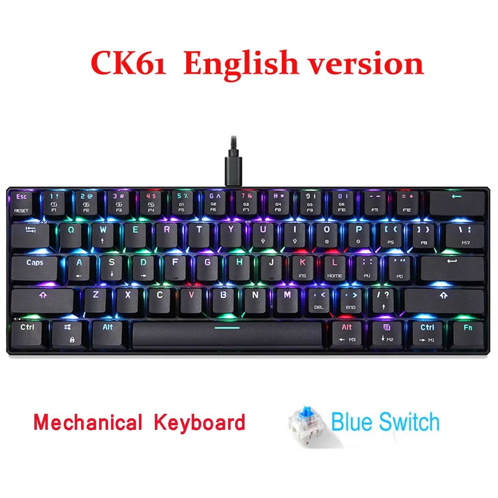 MOTOSPEED CK104 RGB подсветка русская английская механическая клавиатура анти-ореолы игровая клавиатура для Teclado Игровой Компьютер ТВ коробка - Цвет: English Blue CK61