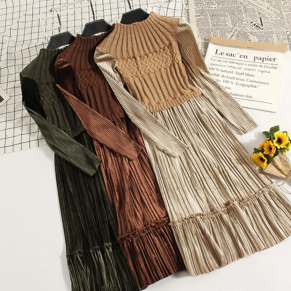 Fashion Autumn/winter Long skirt maternity Knitting dress Regnant women dress Fitness design Show thin Pregnant dress