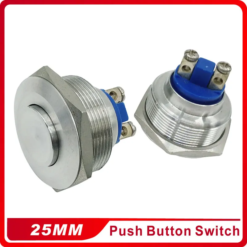 25mm Momentary Reset Metal Push Button Waterproof Stainless Steel Press
