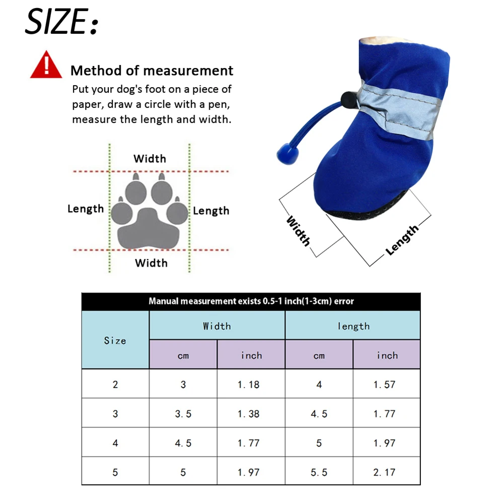 4 шт. Водонепроницаемая Обувь для собак Светоотражающие Нескользящие резиновые сапоги регулируемые зимние теплые носки кроссовки защита лап для собак и кошек