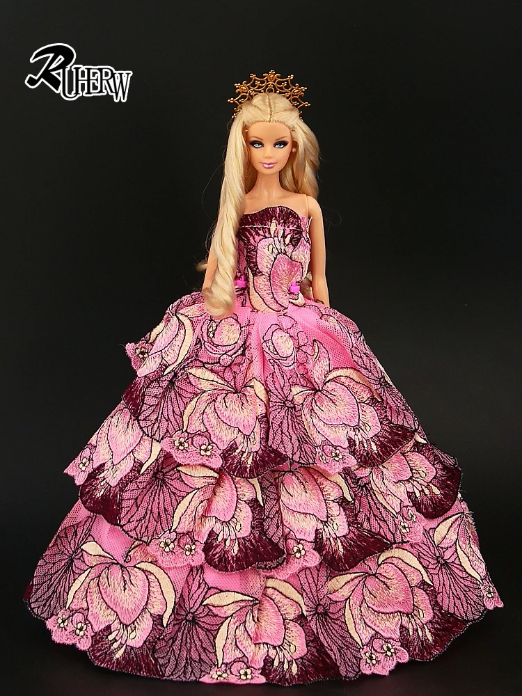 15 шт./лот(платье+ аксессуары для куклы) модное платье принцессы высокое качество вечернее платье Одежда для куклы Барби Случайная