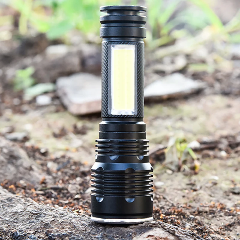 AIMIHUO Cree T6 LED Flashlight Powerful Telescopic Zoom Flashlight LED Waterproof Torch Mini COB Work Light Night Fishing Torch (11)