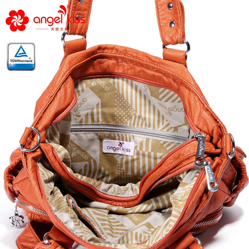 Angelkiss, брендовые сумочки с эффектом потертости, женские сумки через плечо, вместительные сумки, сумки для женщин, высокое качество, сумки-мессенджеры, женские кожаные сумки