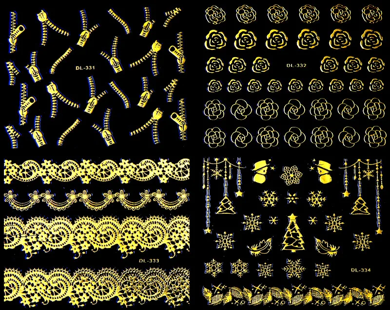 30 шт. Стиль модные арт, наклейки для ногтей 3D цветок золотой кружевными украшениями дизайн клей для ногтей советы Красота Для женщин Маникюр материя набор