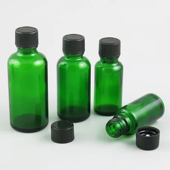 

360 x 5ml 10ml 15ml 20ml 30ml 50ml 100ml Essential Oil Green Glass Bottle with Plastic Black Cap For Liquid Cosmetic Containers