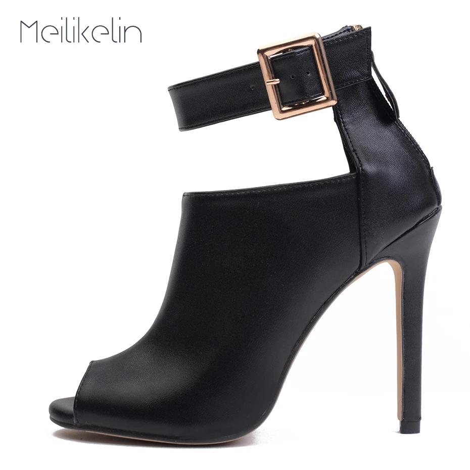 peep toe ankle strap booties