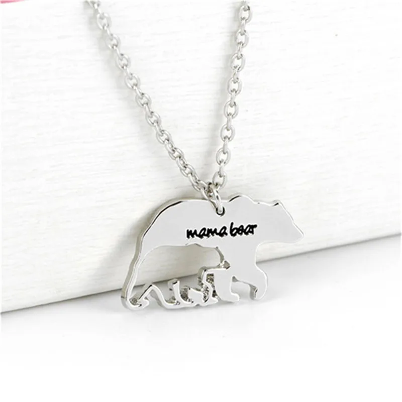 

Mama Bear Tag Engraved Animal Pendant Necklace Silver Personalized Mama Bear Necklace Mothers Day Gift For Mom Fashion Jewlery