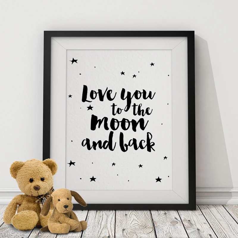 Love You to The Moon and Back Poster Stars мотивационные цитаты Настенная картина холст Детские