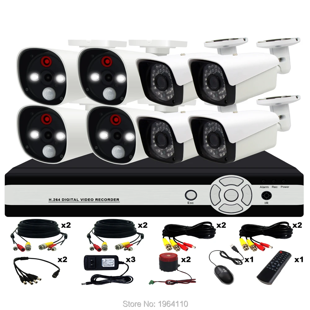 8CH Smart Alarm 1.3MP AHD CCTV KIT with PIR Sensor Motion Detect & Strong White Leds to Anti-Intruder Alarm Push to Mobile APP_2