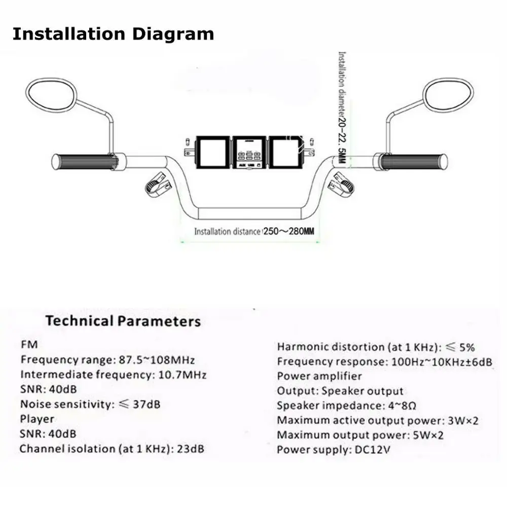 Bluetooth Мотоцикл mp3-плеер динамик Музыка FM радио водонепроницаемый регулируемый радио скутер аудио система мотоцикл аудио стерео