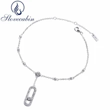 Lovecabin, роскошные ювелирные изделия, Оригинальные 925 пробы, серебряные браслеты на лодыжку для женщин, винтажные, с перемещением камня, цепочка, звено 925, браслет