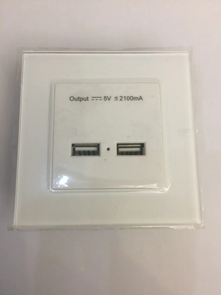 Двойной USB порт электрическое настенное зарядное устройство док-станция, двойное зарядное устройство USB, 4 мм рамка с закаленным стеклом