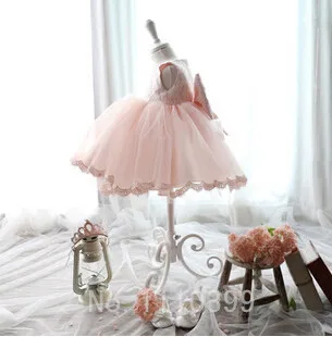 

Fashion New Silk Lace kid girl Dress Gown dress In Stock feast girl flower girl dress chiffon bowknot baby girls dress