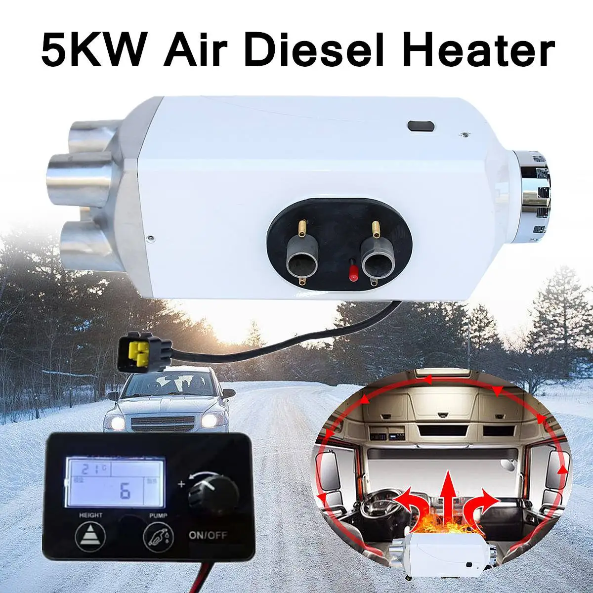 

5KW Air Diesel-Heater Planar 12V/24V 4 Holes For Car Truck Motor-Homes Boats Bus Environmentally Automatic Control Technology