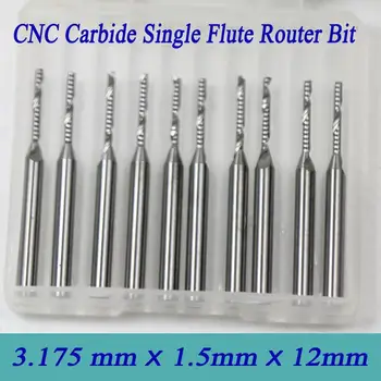 

High Precision Grind 10pcs 3.175*1.5*12mm Single Flute Milling Cutter Soild Carbide One Spiral Flute Bits