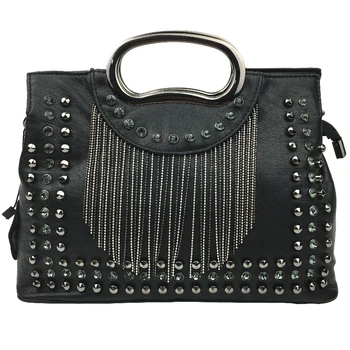 

2019 autumn new tide wild rivet shoulder Messenger bag personality fashion tassel diamond female handbag