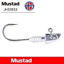 Mustad Рыбалка Крючки JH32833 свинцовая головка крючок Высокоуглеродистая сталь джиг рыболовные снасти Pesca Мягкая приманка держатель Pesca бас колючий бас