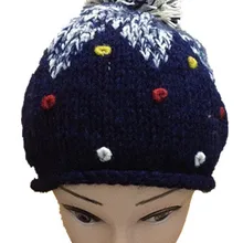 BomHCS осень зима темно синяя звезда шапочка с цветком комплект вязаная шапка+ шарф ручной работы женская теплая шапка