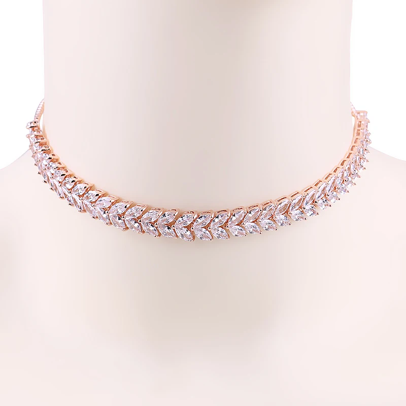 MIEG бренд маркиза лист кубического циркония циркон CZ блестящий теннис колье ожерелья для женщин ювелирные изделия