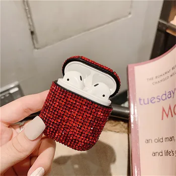 

New Women Girl Handmade Diamond Earphones Cases For Apple Airpods 2 Shockproof Hard Shell Protective Cover For Airpods 1