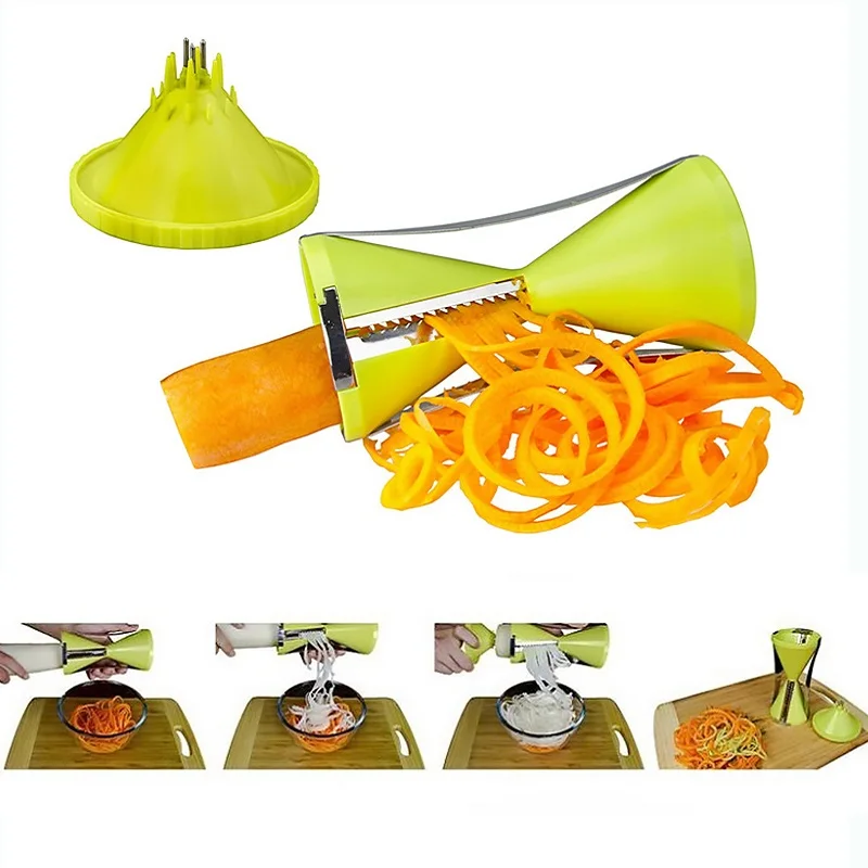 

TECHOME Carrot Cucumber Grater Cutters With 4 Blades Fruit Vegetable Spiralizer Mandoline Slicers Cutter Kitchen Accessories