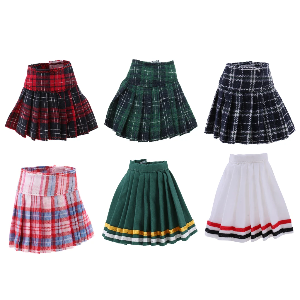 1/6 Multi Classic School Style Plaid Pleated Skirt Dress Outfit Casual/Party Clothes for 12` Blythe Licca Dolls Clothes
