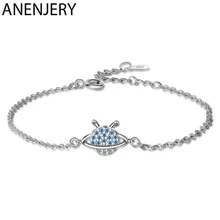 ANENJERY корейский 925 пробы Серебряный Циркон синий браслеты со звездами для женщин подарок Простые Ювелирные изделия S-B257