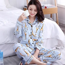 Осенние комплекты из двух предметов пижама с длинными рукавами хлопок мультфильм пижамы женские пижамы Элегантная пижама наборы Mujer 3XL домашняя одежда