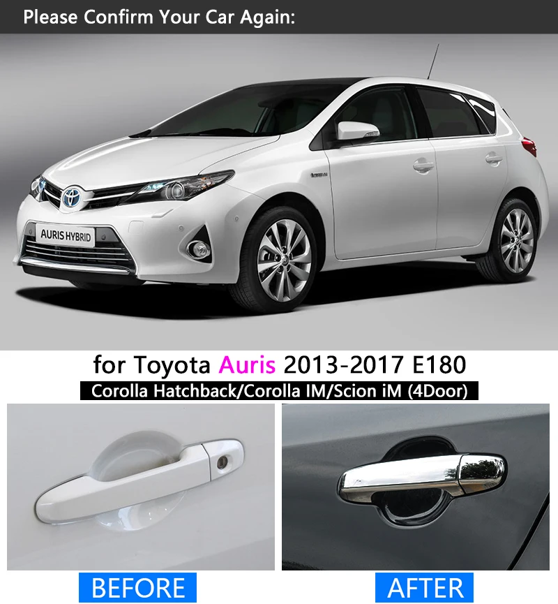 Для Toyota Auris 2013- E180 Хромированная ручка Накладка набор Corolla хэтчбек(AU) Scion iM аксессуары для стайлинга автомобилей