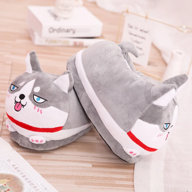 Women's Slippers Warm Winter Animal Prints Flock Cute House Slippers Short Plush Fur Slides for women