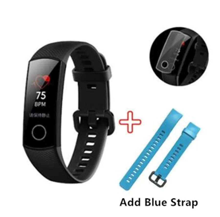 Huawei Honor Band 4 смарт-браслет Amoled цветной 0,9" сенсорный экран для плавания для обнаружения сердечного ритма сна - Цвет: add Blue Strap