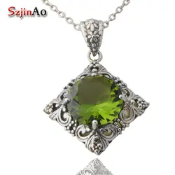 Бесплатная доставка Пользовательские Ретро Джокер 925 серебро перидот ожерелье кулон женский Южной Кореи ювелирные изделия