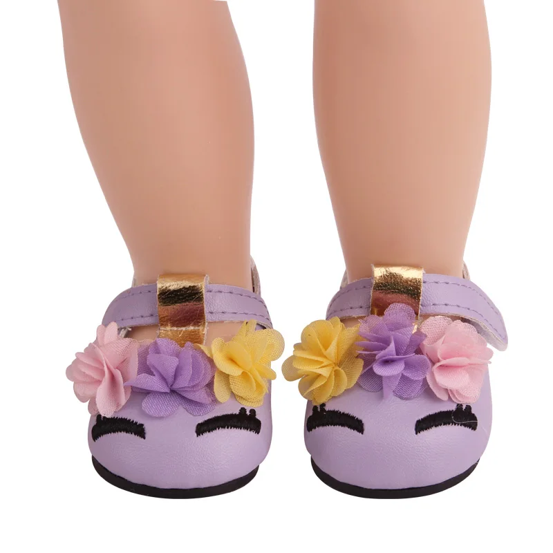 18 дюймов девушки кукла костюм «Единорог» Ручной Работы Радуга кружевная юбка с обувью Американский Новорожденный платье детские игрушки подходит 43 см кукла c746 - Цвет: Фиолетовый